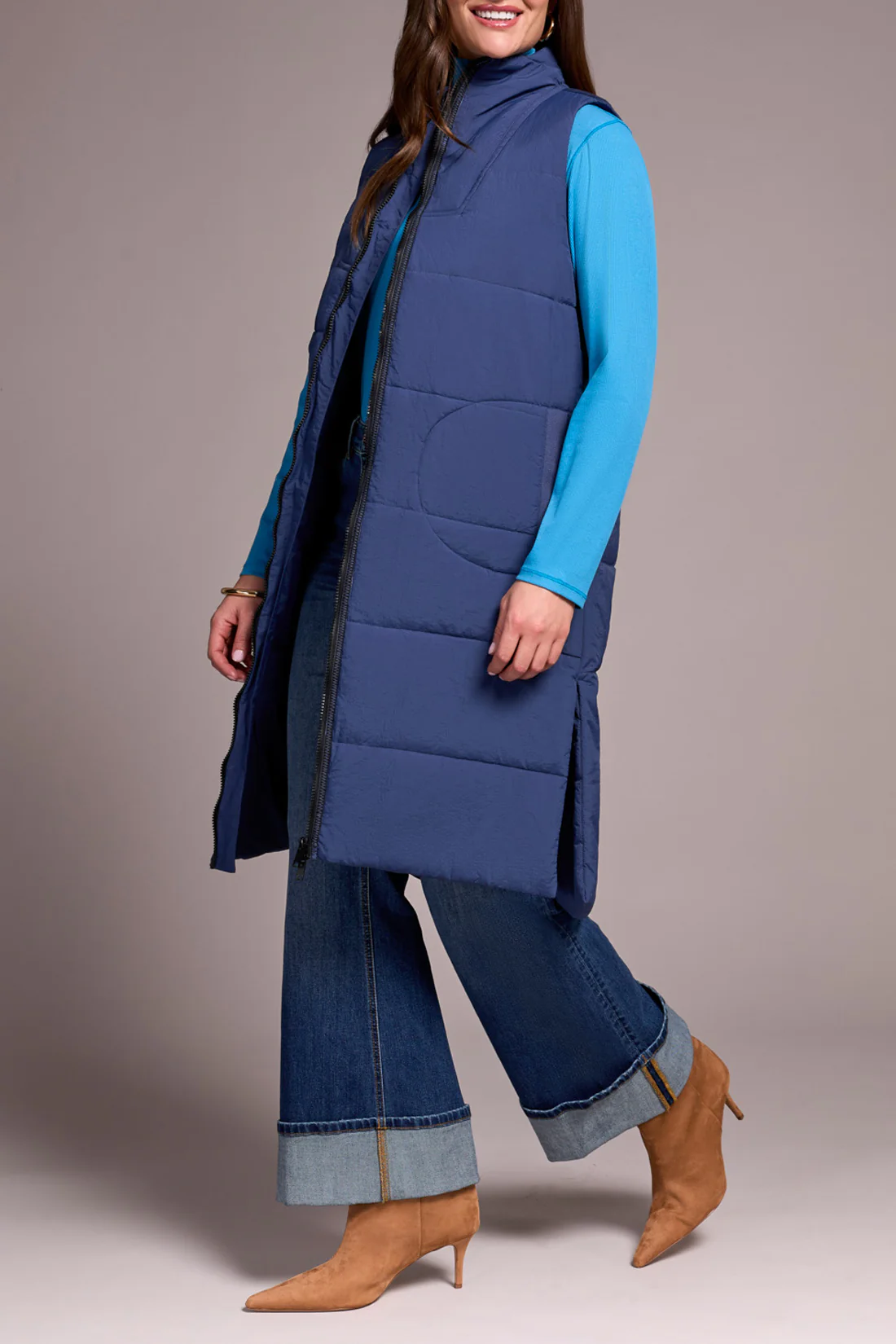 Tribal -2314O-3823-Zip Front Quilted Vest-Marine - Image 3