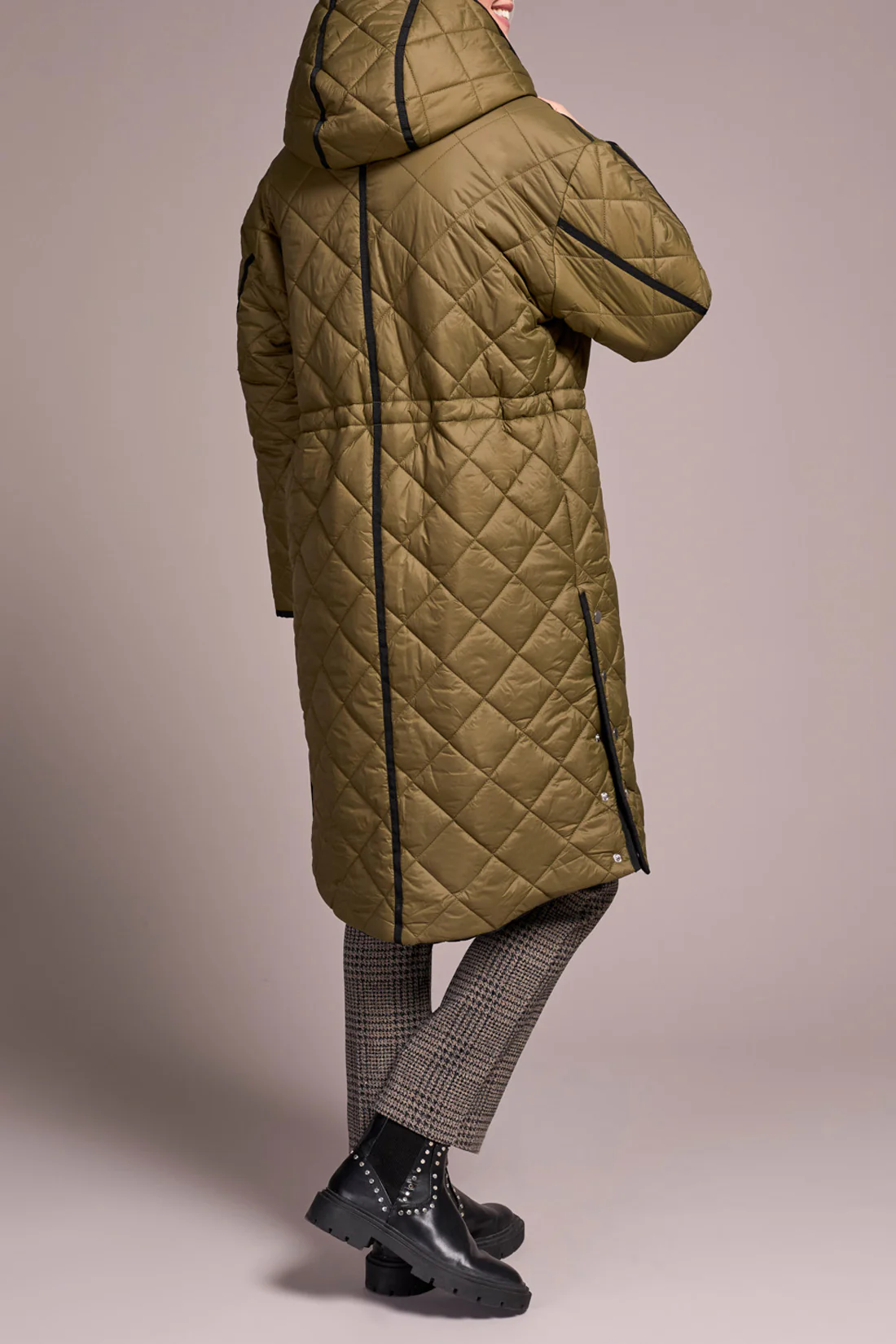 Tribal -2316O-8314-Long Sleeve Front Reverse Puffer Jacket W/Hood-Ivy - Image 4