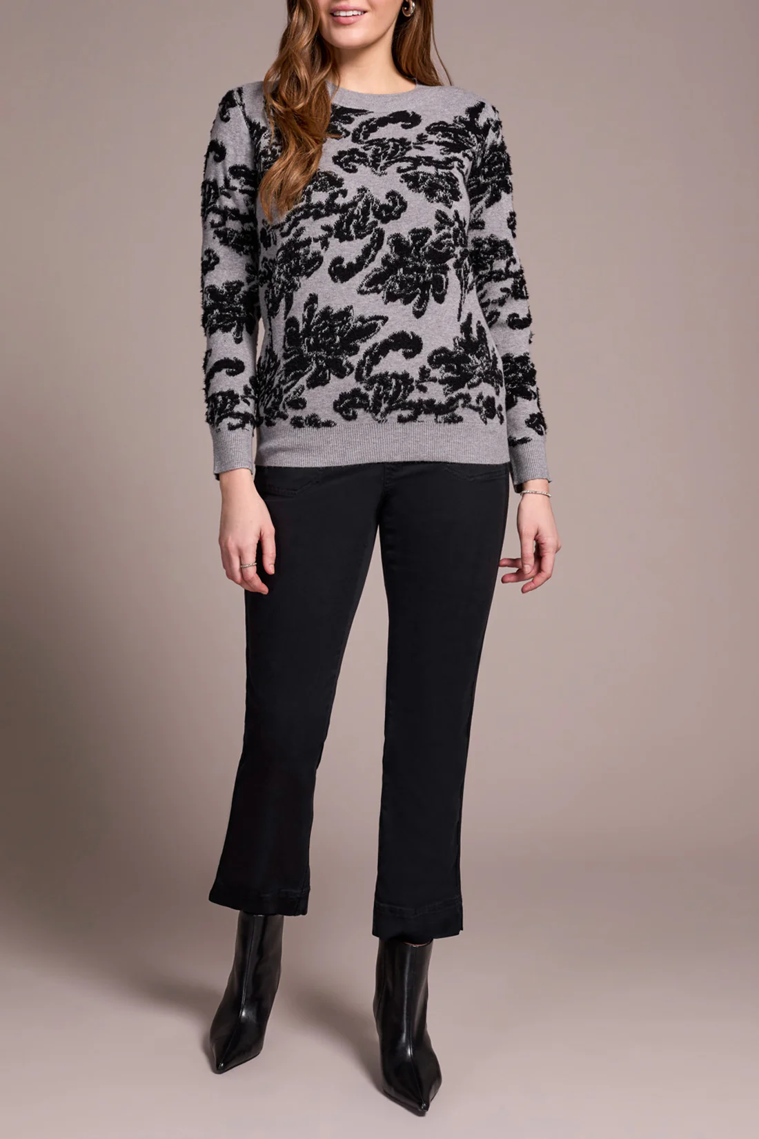 Tribal Long Sleeve Crew Neck Sweater-Grey Mix 2318O-8273 - Image 3