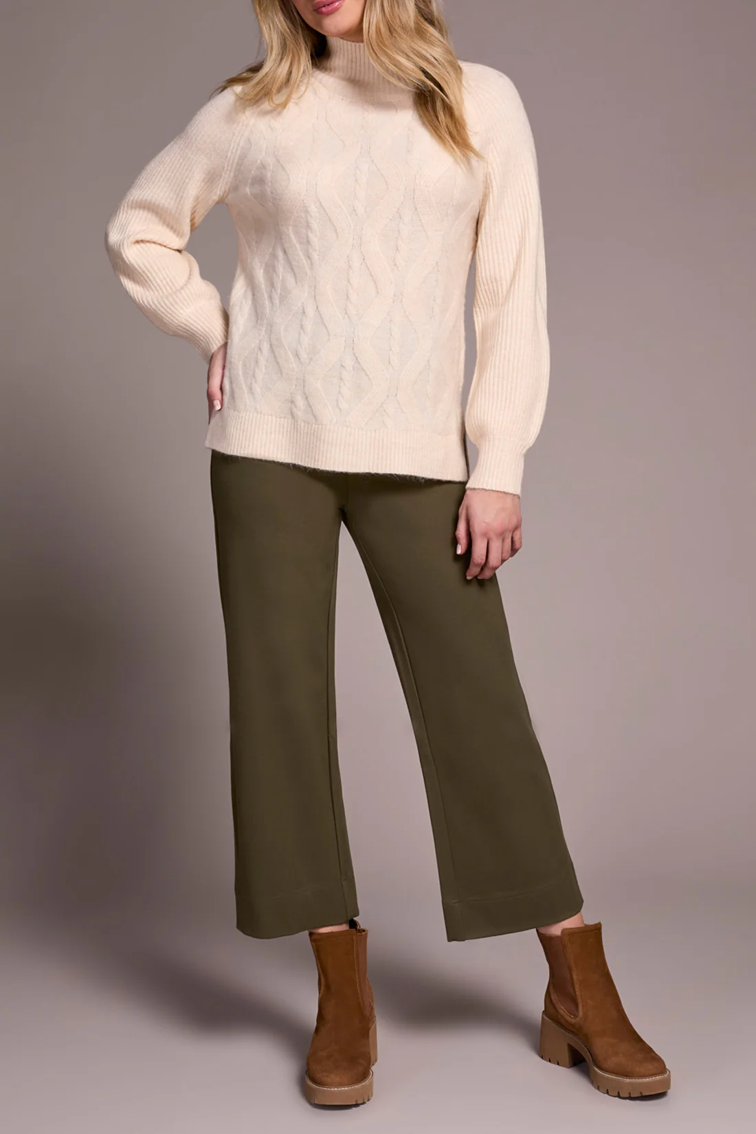 Tribal -2322O-3590-Long Sleeve Mock Neck Sweater-Moon Stone - Image 2