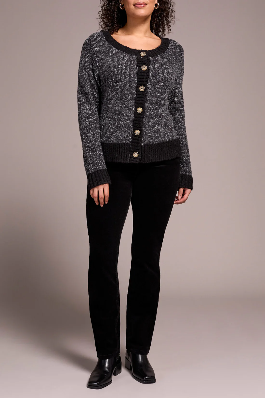 Tribal -2366O-8268-Long Sleeve Wear 2 Ways Sweater-Black - Image 2