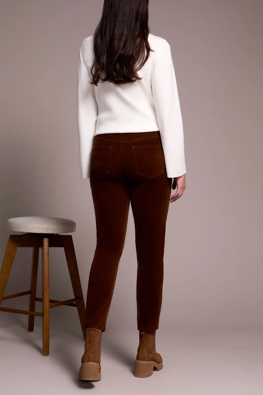 Tribal -5580O-4989-Micro Cord Audrey Pull On Slim Ankle Pants-DK Anise - Image 3