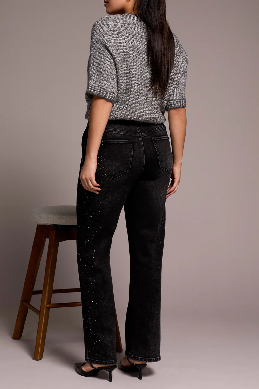 Tribal Brooke Super Straight Pants W/Stones-Jewel Grey 6027O-5078 - Image 4