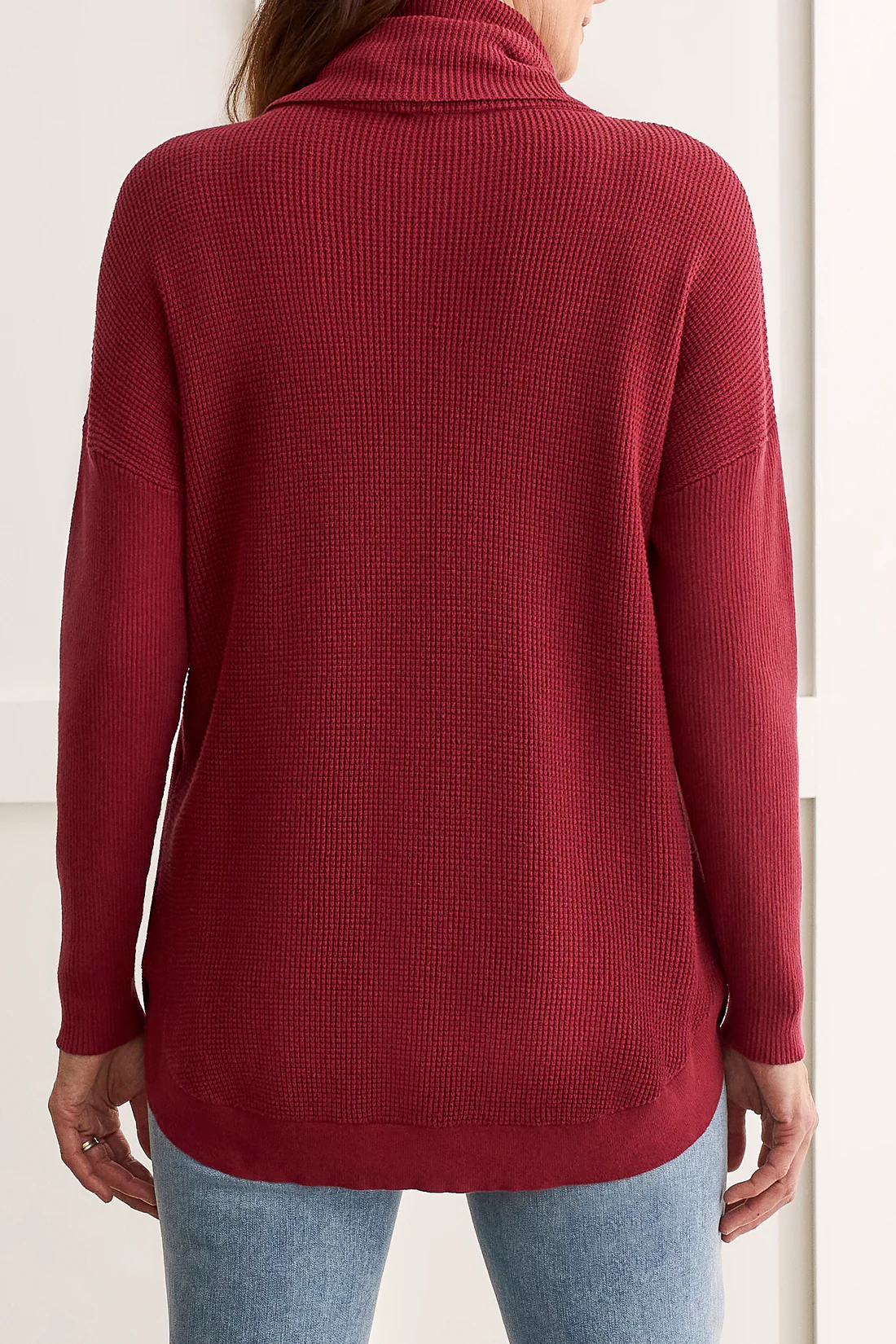 Tribal 1533O/576-Cowl Neck Sweater-Tibetan Red - Image 3