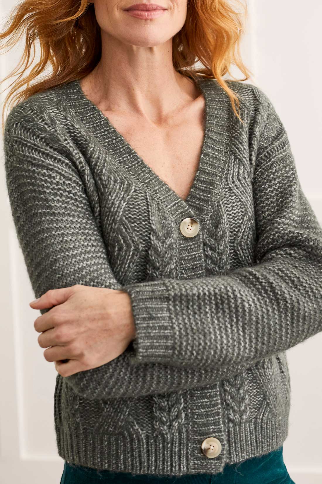 Tribal 1540O/3621-Sweater Cardigan-Oatmeal - Image 3