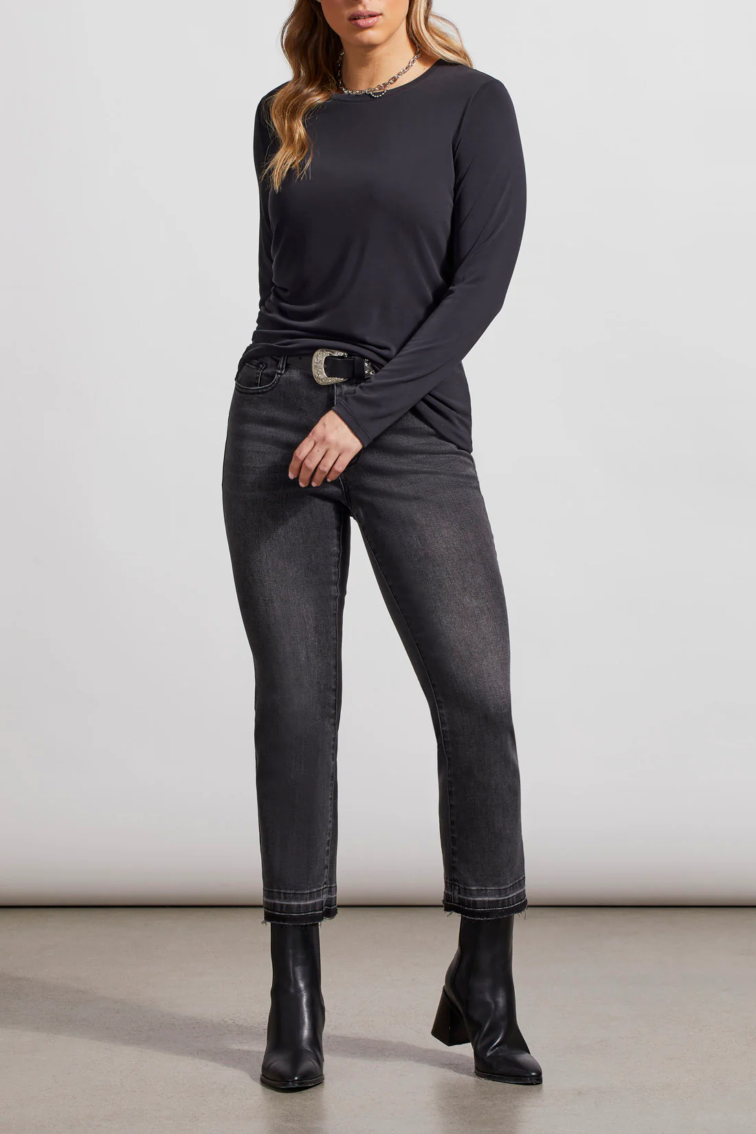 Tribal 1586O/2891-Crew Neck Top-Black - Image 2