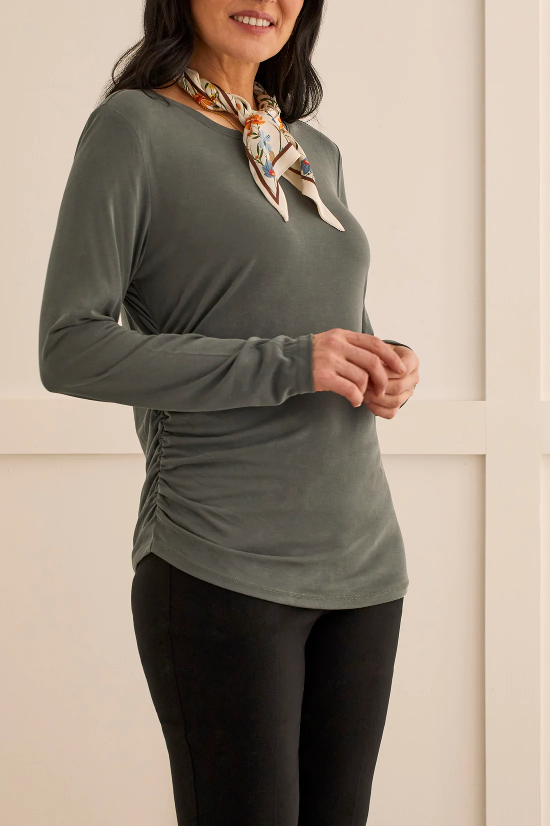 Tribal 1586O/2891-Crew Neck Top-Forest Fog - Image 2