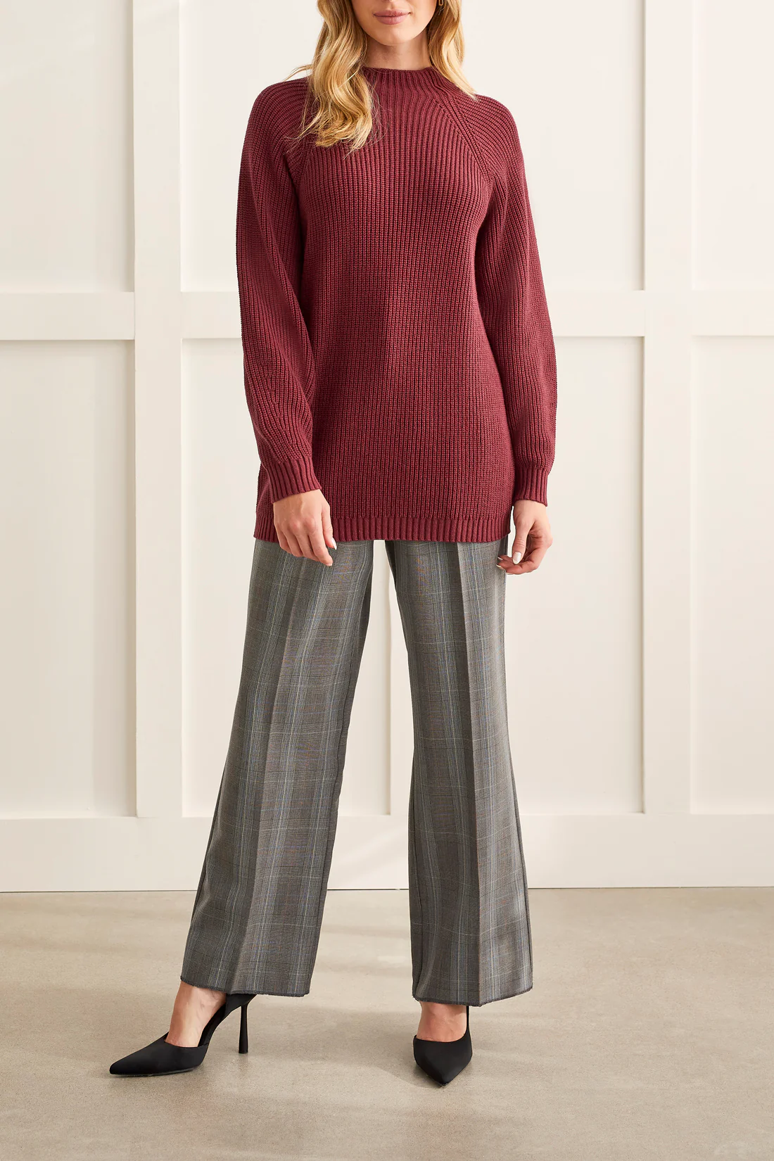 Tribal 7515O/4647-Tunic Sweater- Red Wine - Image 2