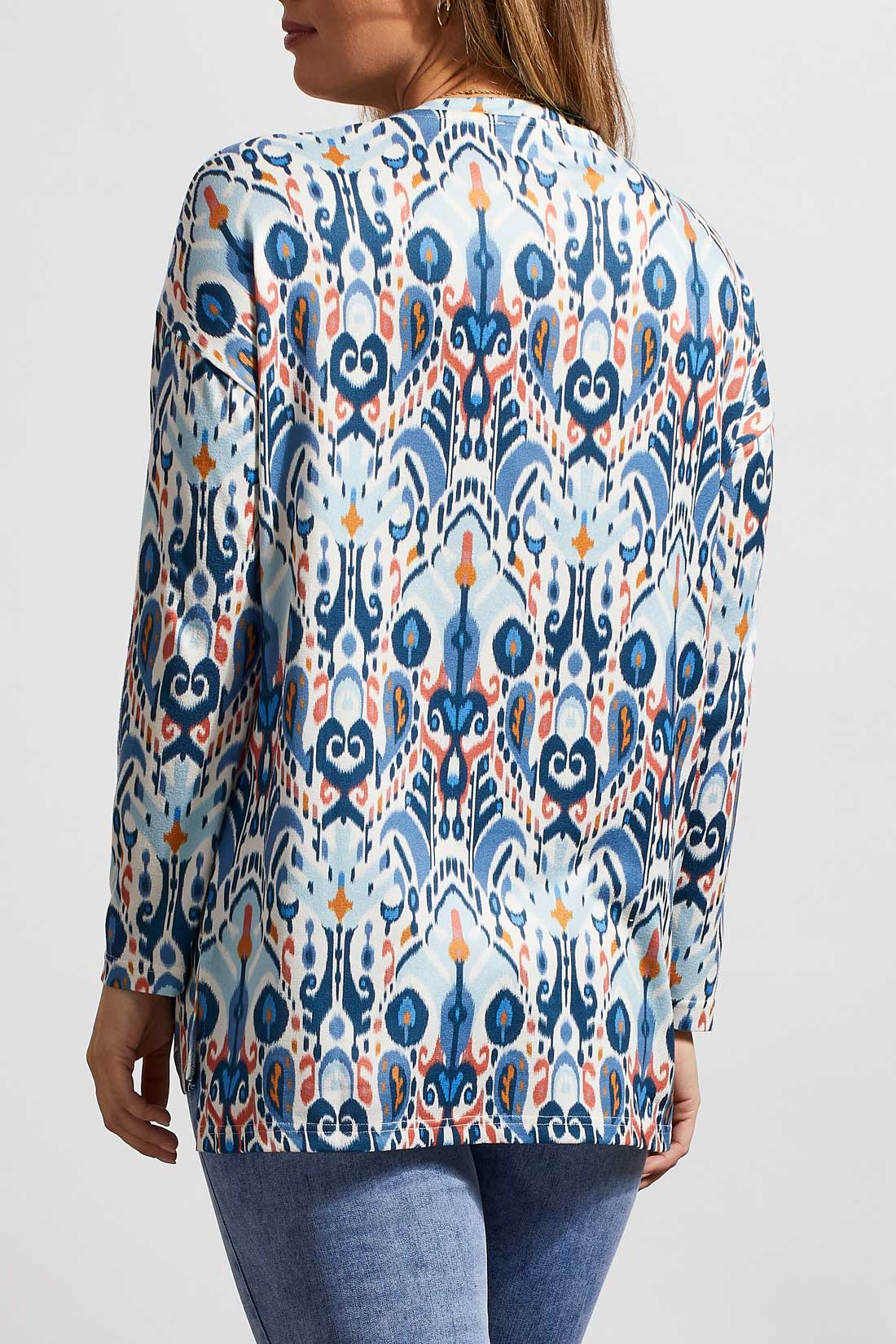 Tribal  7979O/4448-V Neck Tunic Top-Blue Wind - Image 3