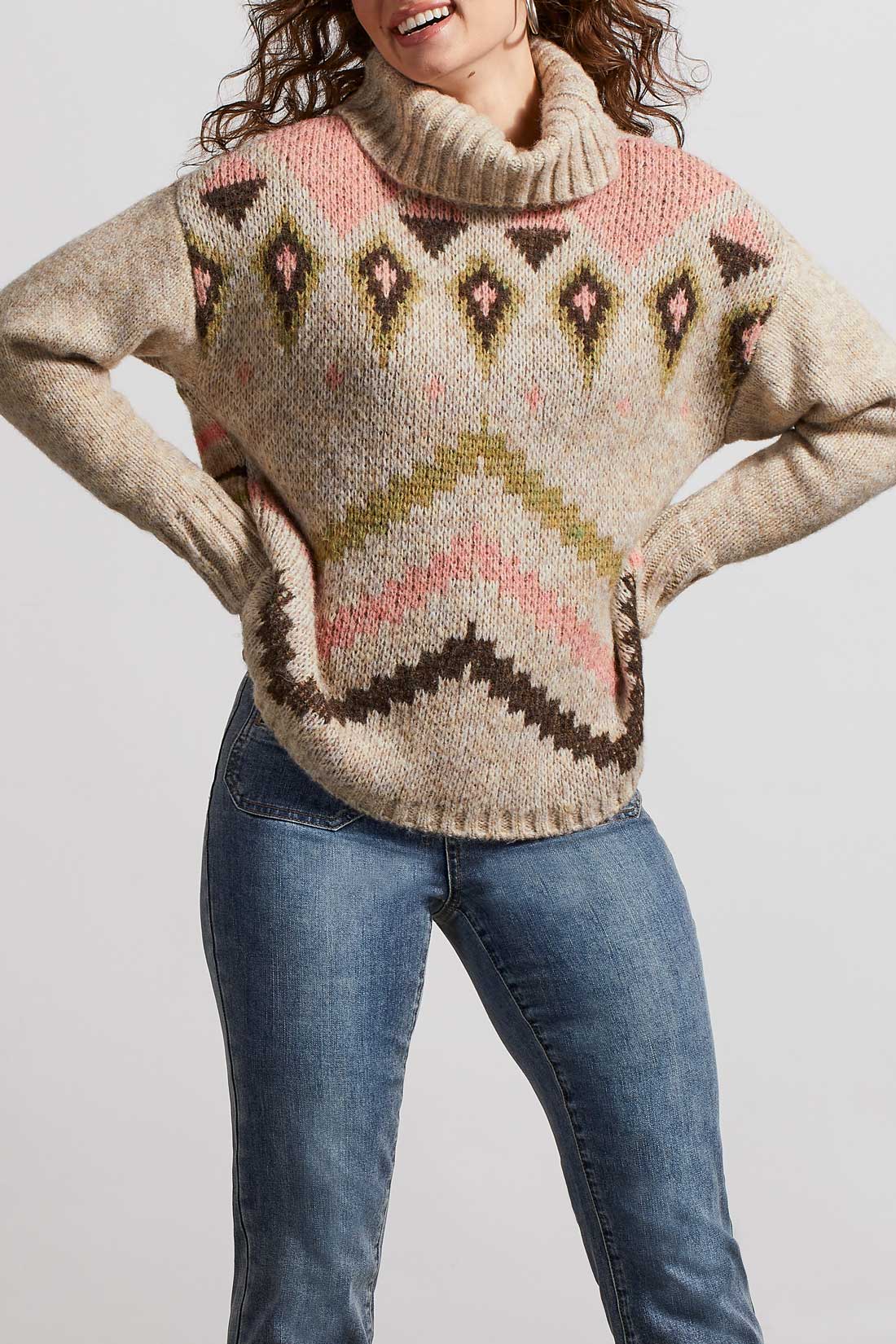 Tribal 7990O/4863-Turtle Neck Sweater-Oatmeal - Image 2