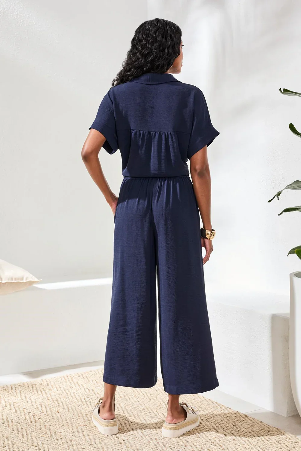 Tribal Flowy Crop Pant W/BK Elastic Waistband-6146O-2474-Nautical - Image 4