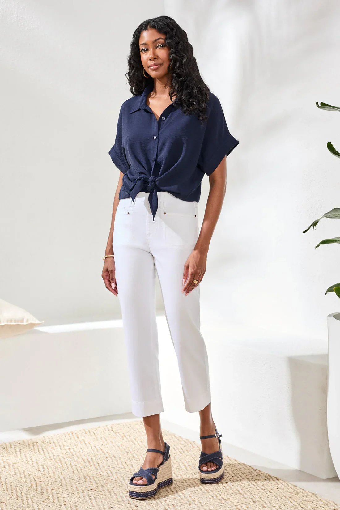 Tribal Pull On Kick Flare Capri-2441O-0001-White - Image 3