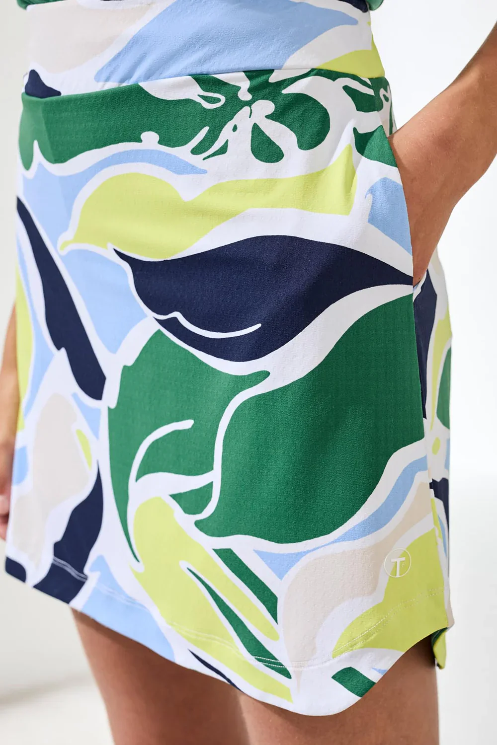 Tribal Pull On Skort W/Round Hem-3060O-3334-Floral Lime - Image 2