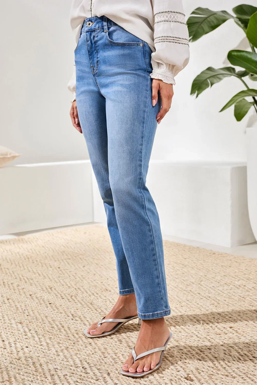 Tribal Sophia Curvy Hugging Straight Ankle Jeans-6184O-2524-Cactus Clay - Image 2