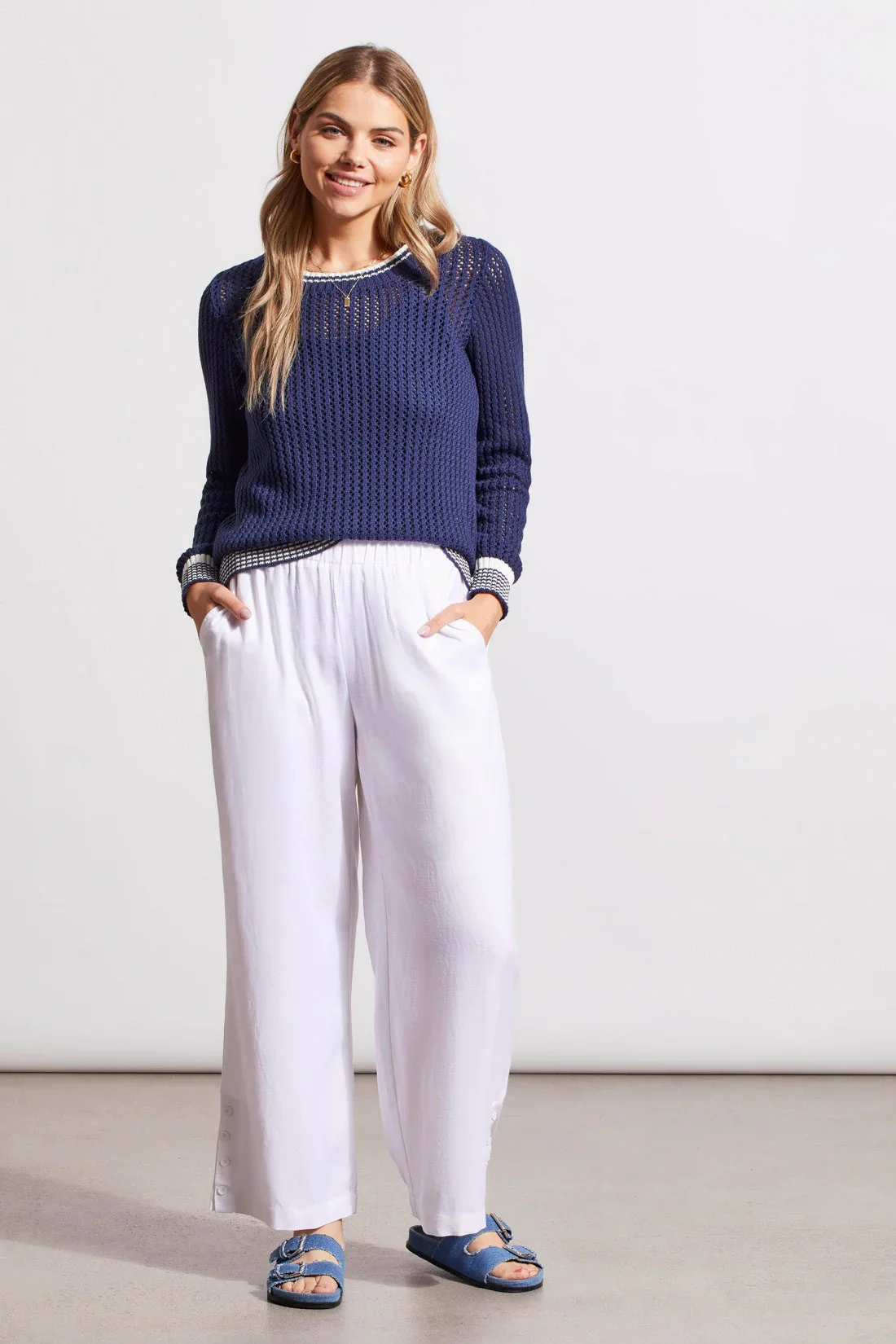 Tribal 1708O/576-Crew Neck Sweater-Jet Blue