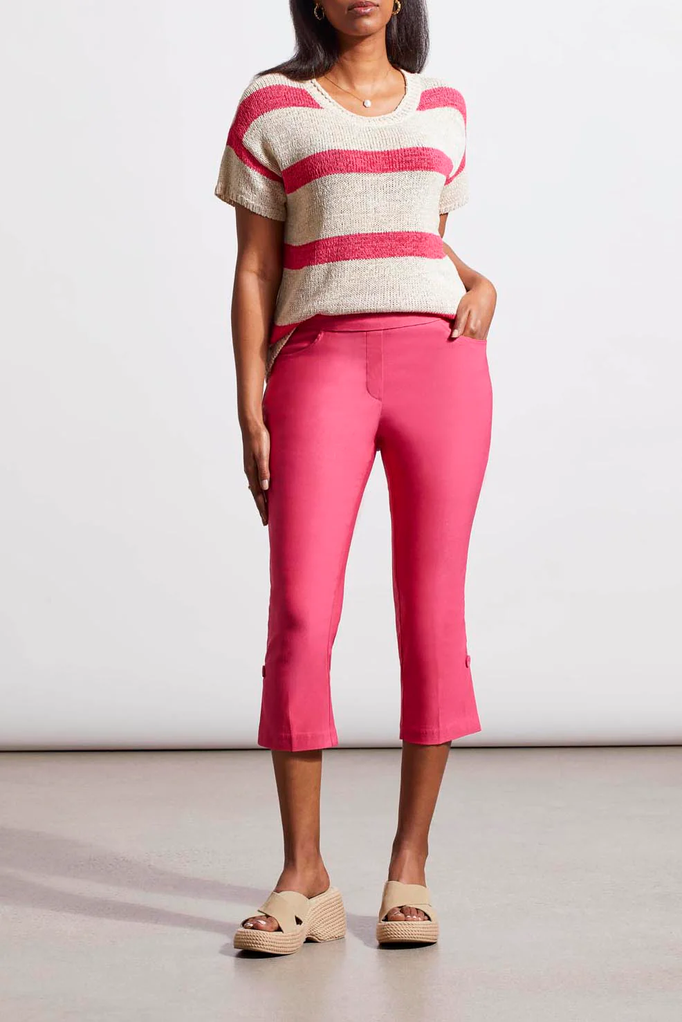 Tribal 1265O-7165-Pull On Capri-Raspberry - Image 2