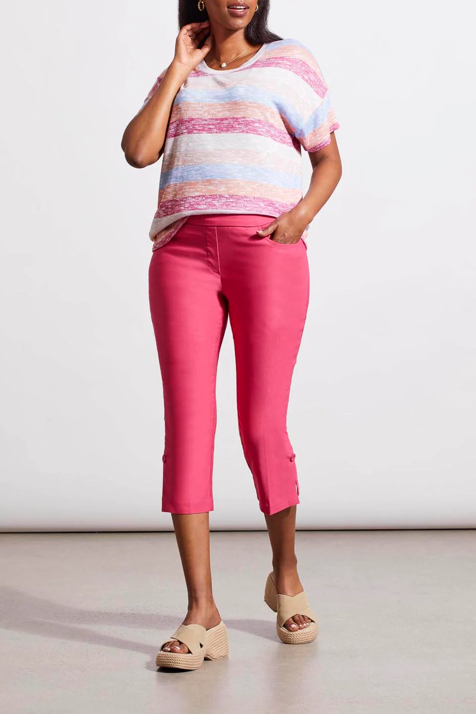 Tribal 1265O-7165-Pull On Capri-Raspberry - Image 3