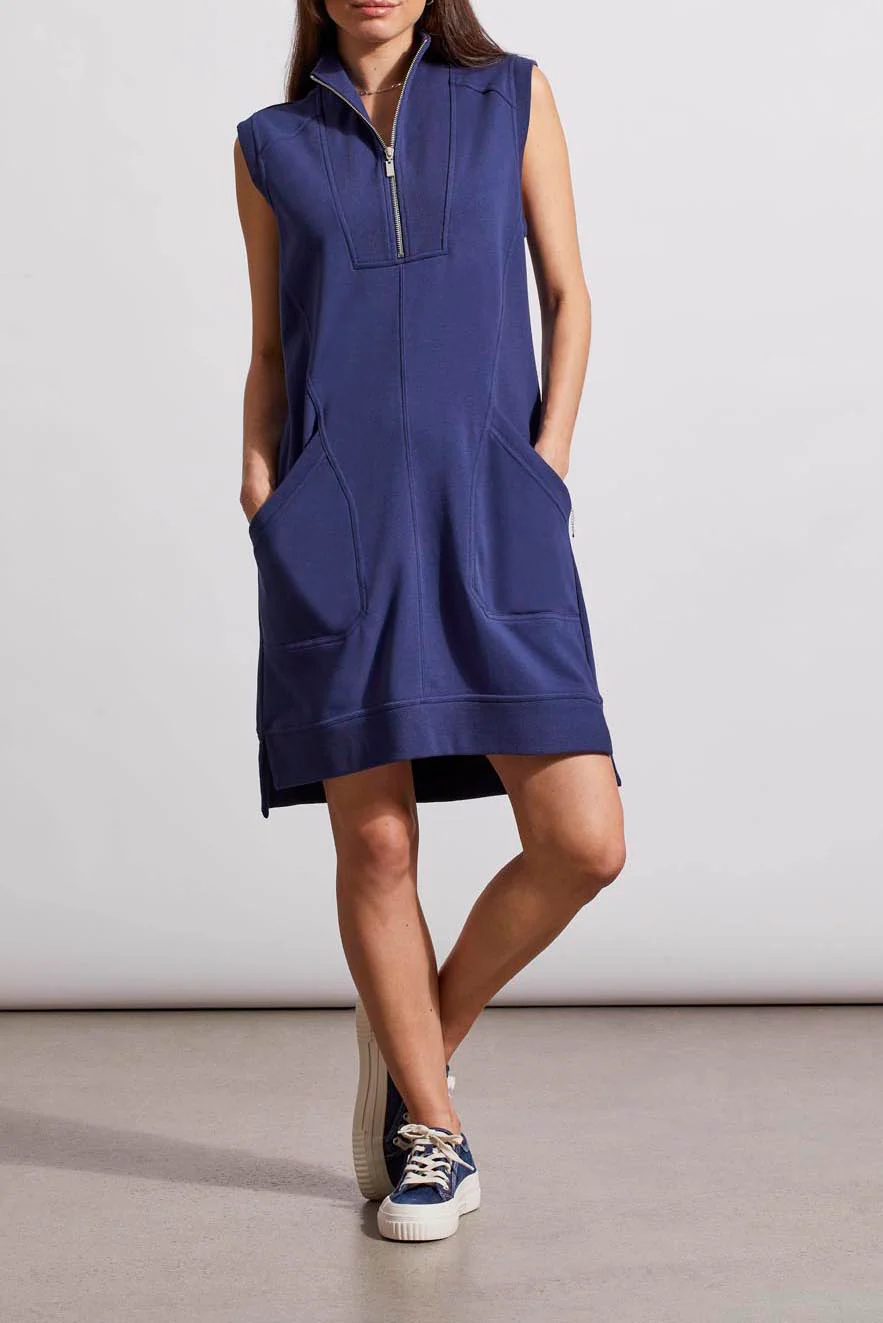 Tribal 1632O-4614-Mock Neck Dress-Jet Blue - Image 2