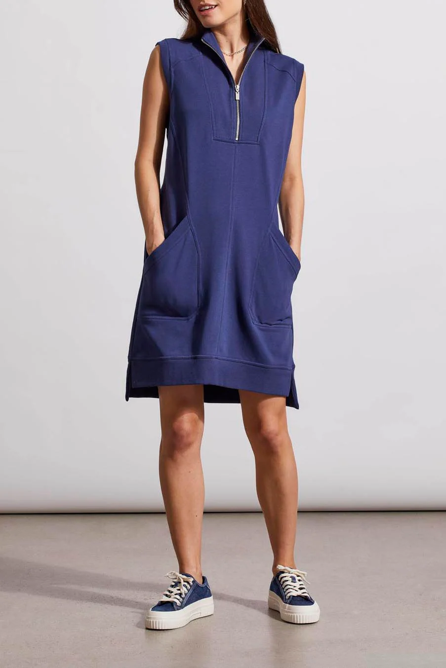 Tribal 1632O-4614-Mock Neck Dress-Jet Blue - Image 3