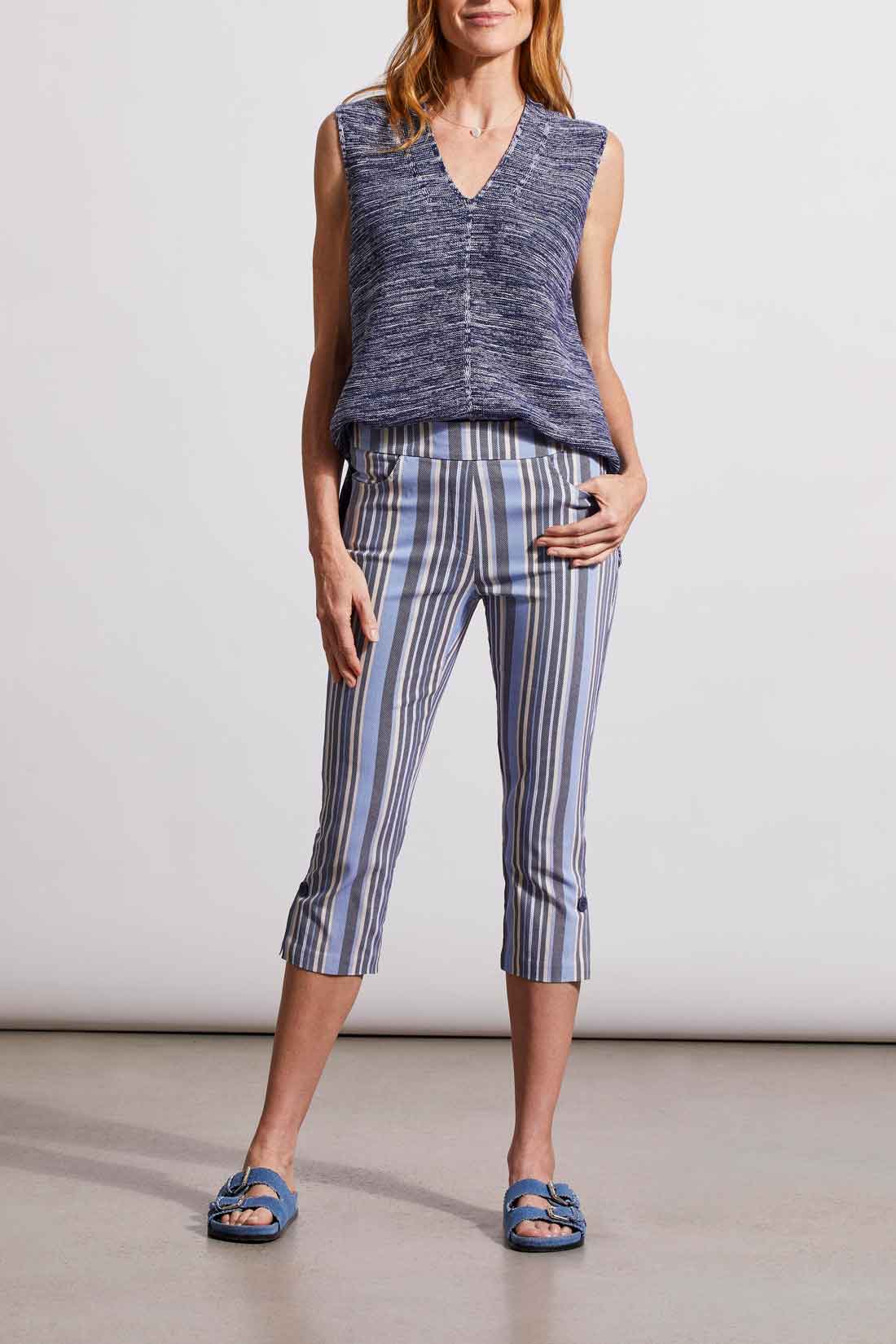 Tribal 1735O-3892-Pull On Capri-Jet Blue - Image 2