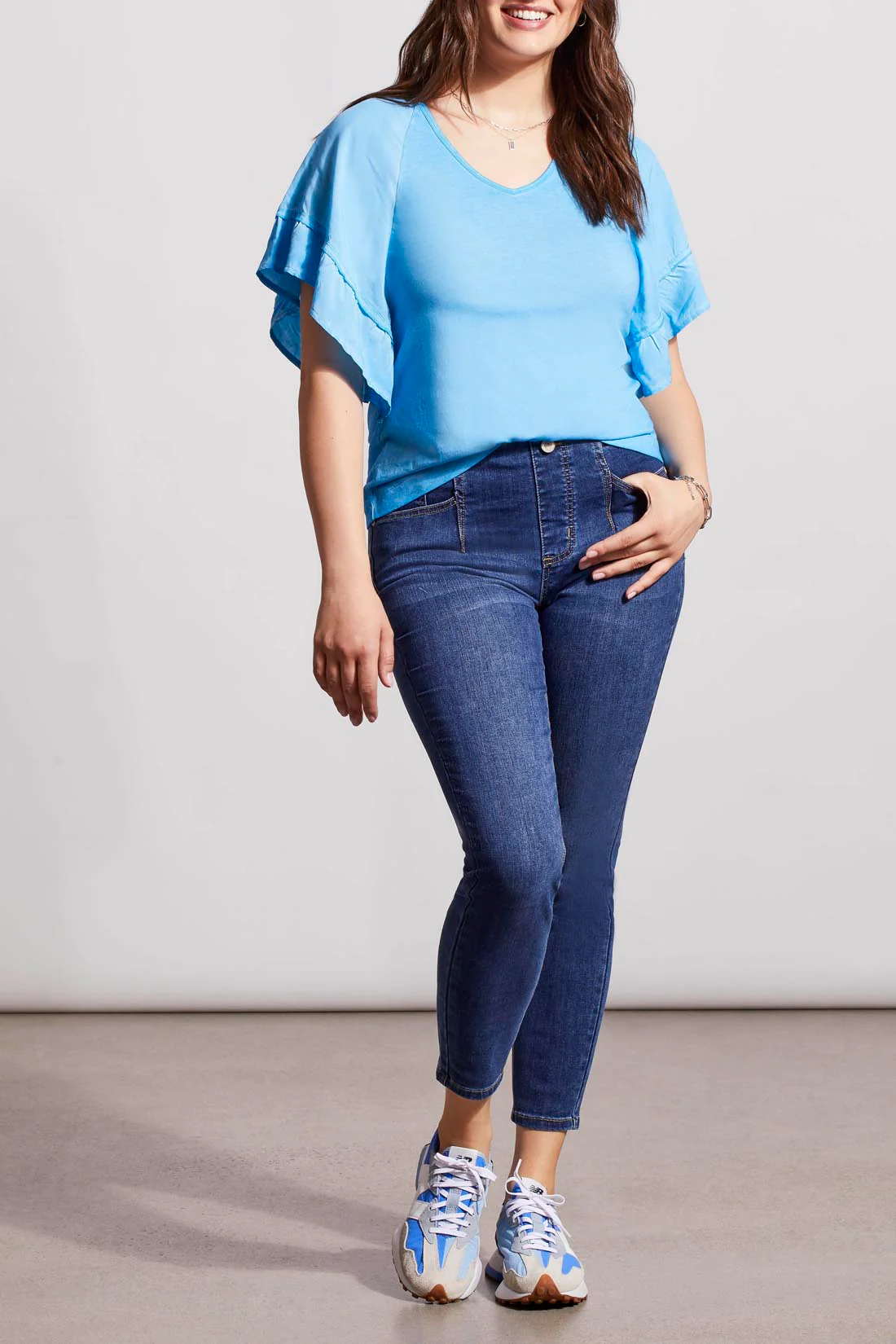 Tribal 5357O-2020-Pull On Ankle Skinny Jeans-Real Blue - Image 2