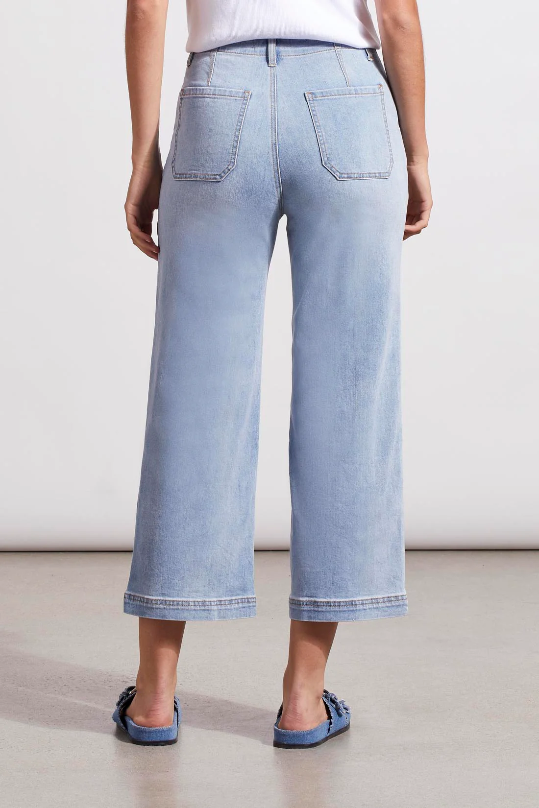 Tribal 5377O-292-Crop Wide Jeans-Beach Wash - Image 2