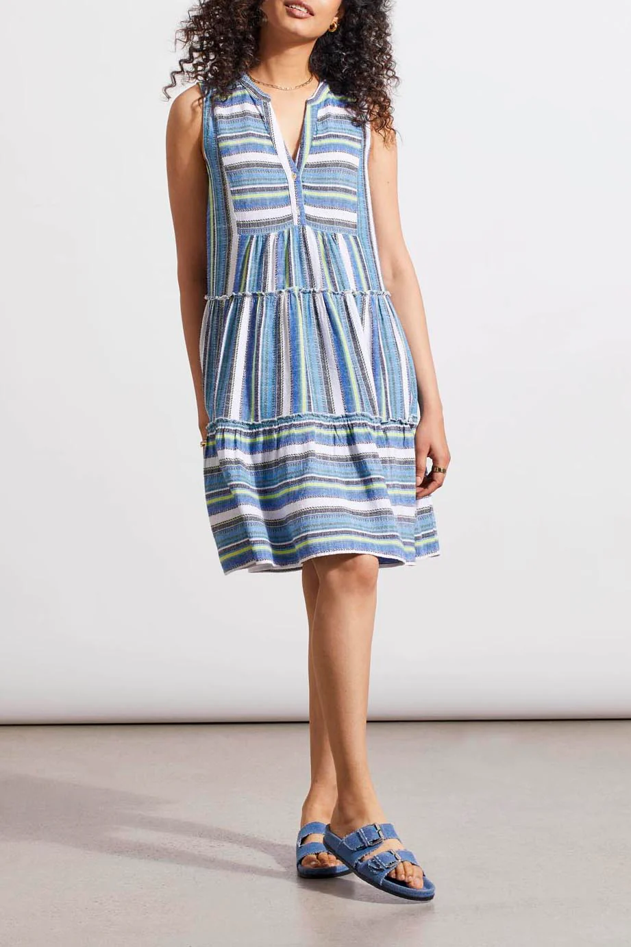 Tribal  5386O/4400-Sleeveless Tiered Dress-Blue Sea - Image 3