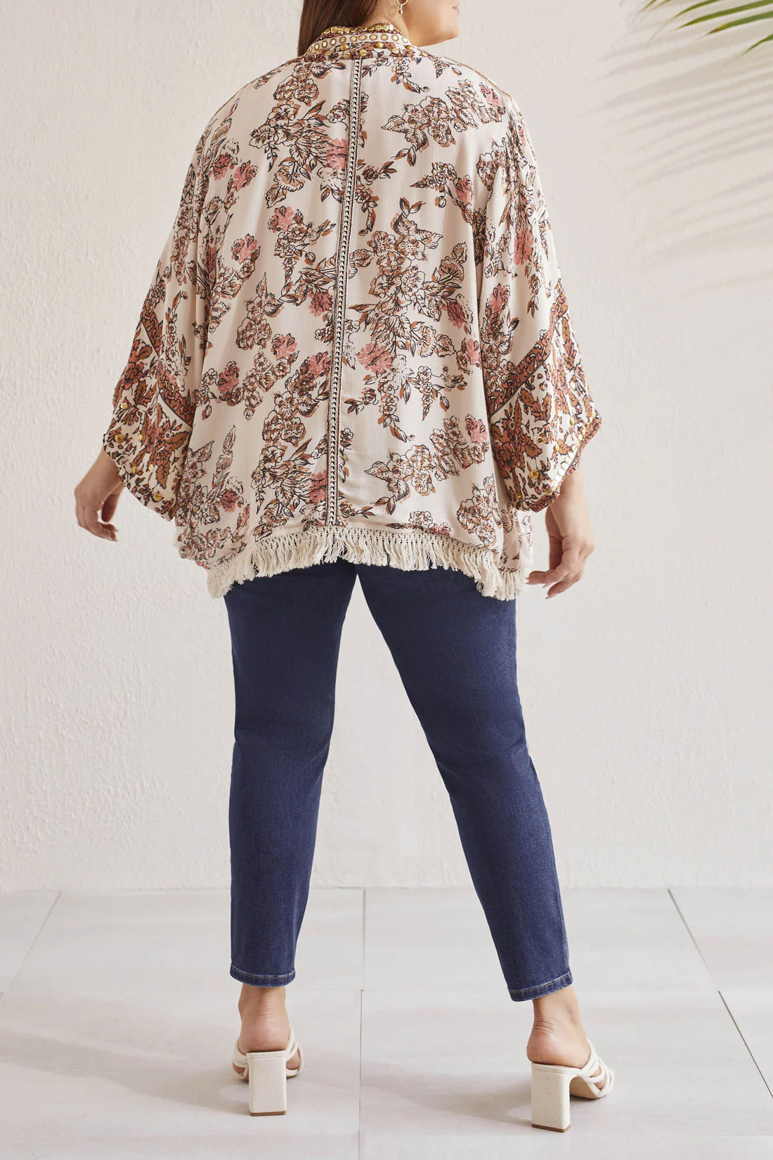 Tribal 5415V-4930-Soft  Printed Jacket-Cashew - Image 4