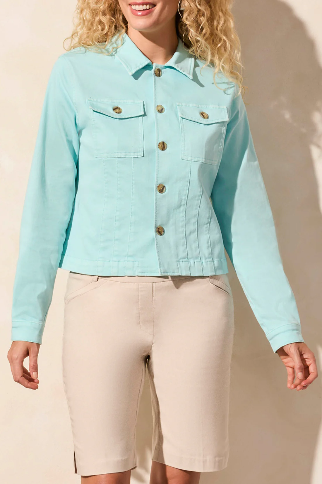 Tribal -2019O-2020W-Button Front Jacket W/Horn Buttons-Oasis - Image 2