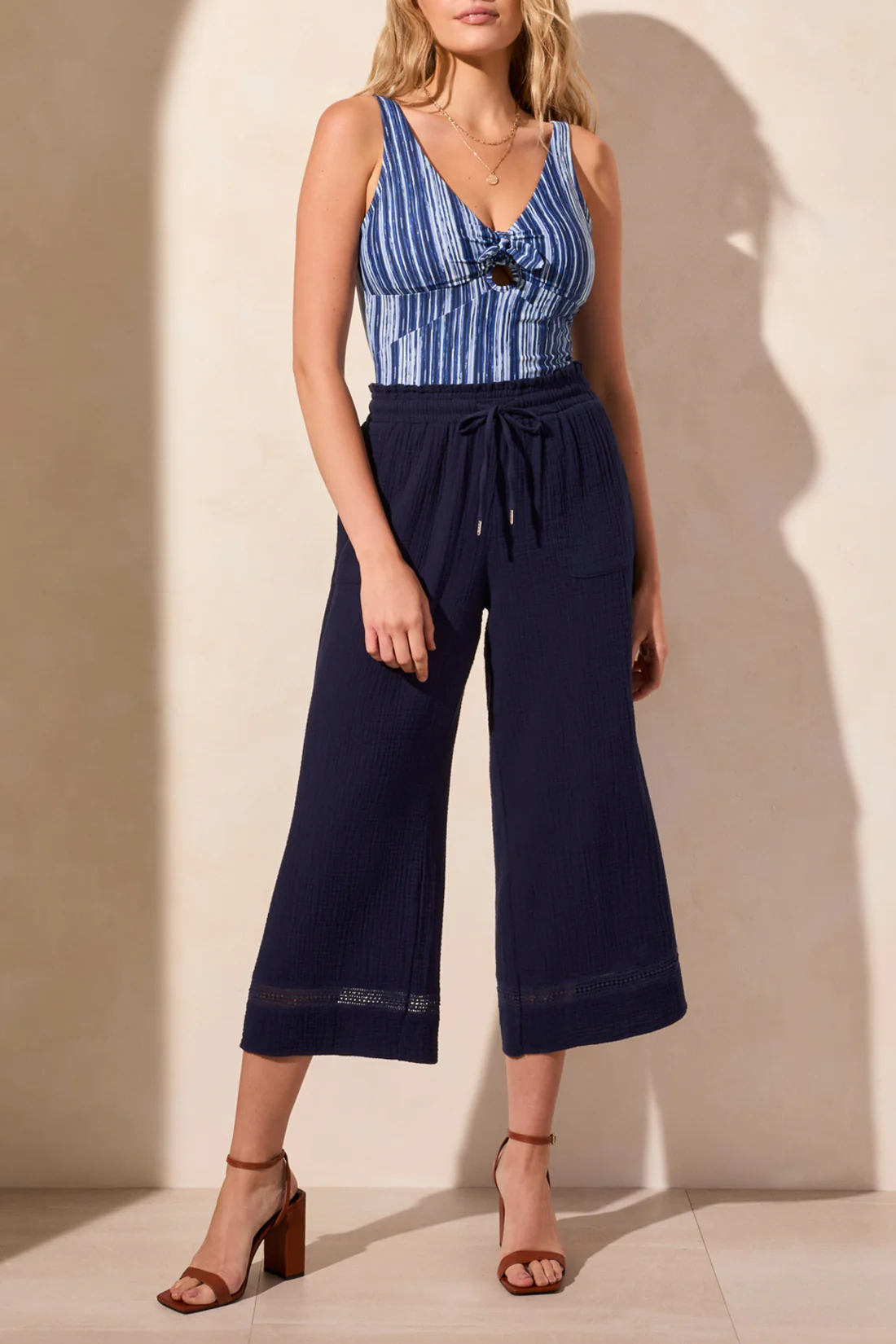 Tribal -2131O-4555-Pull On Cover Up Capri-Jet Blue - Image 2