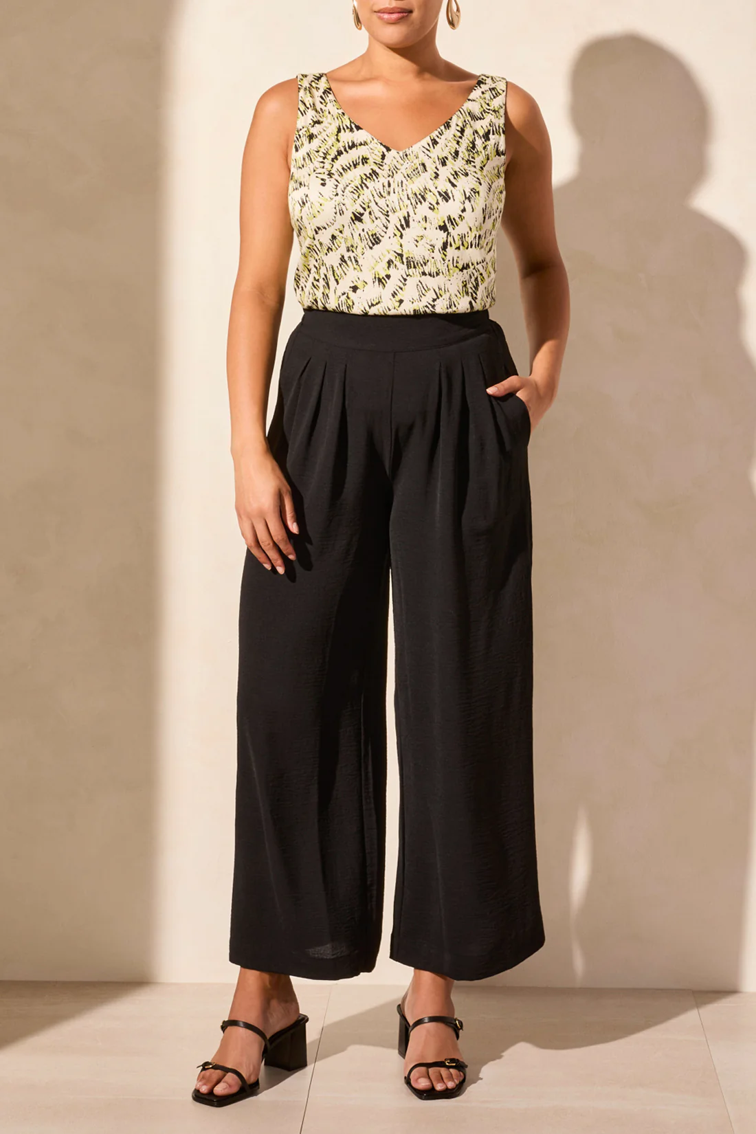 Tribal -5729O-4835-Flowy Pant W/BK Elastic Waist Band-Coco Milk - Image 2
