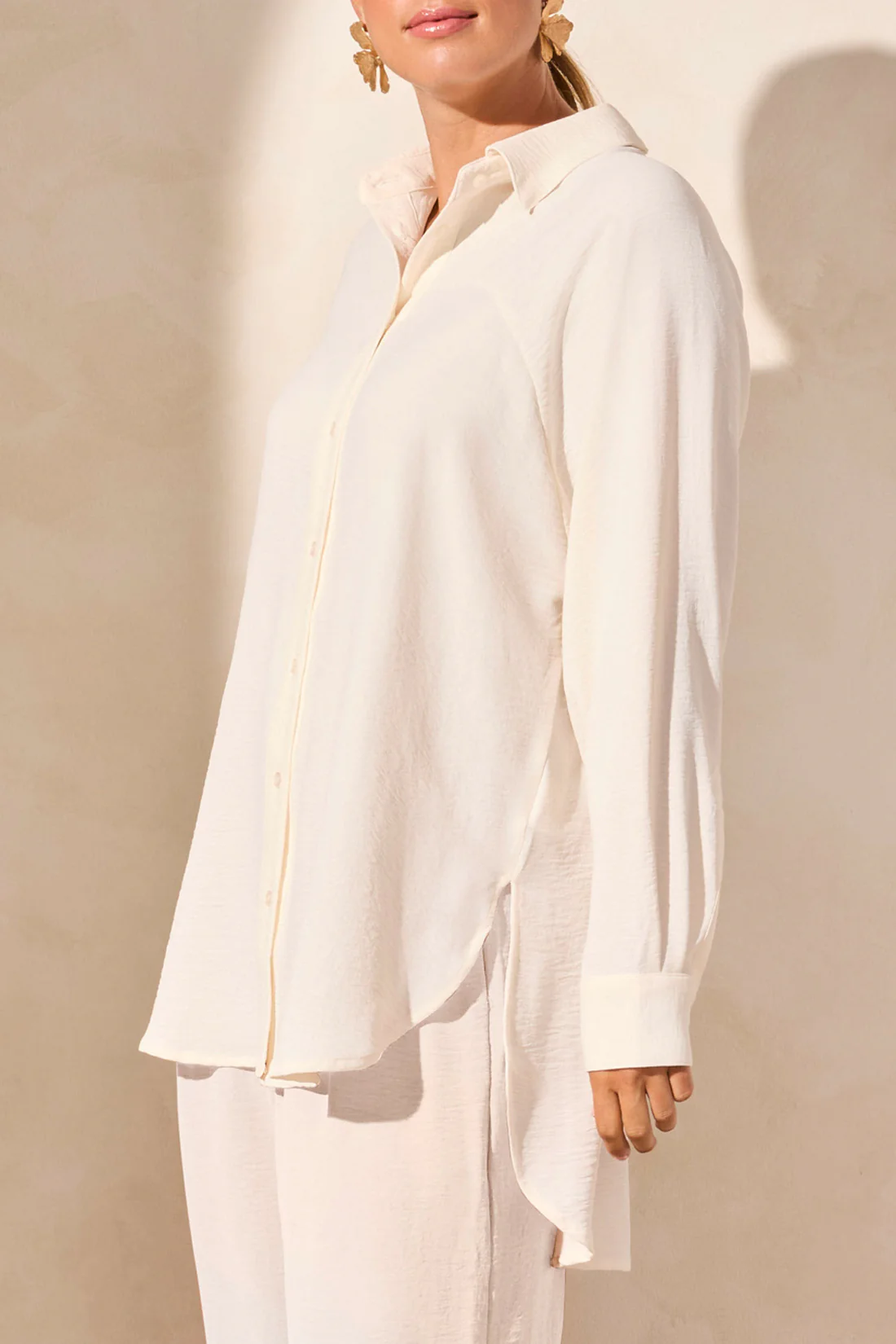 Tribal -5730O-4835-Flowy Raglan Sleeve Shirt-Coco Milk - Image 3