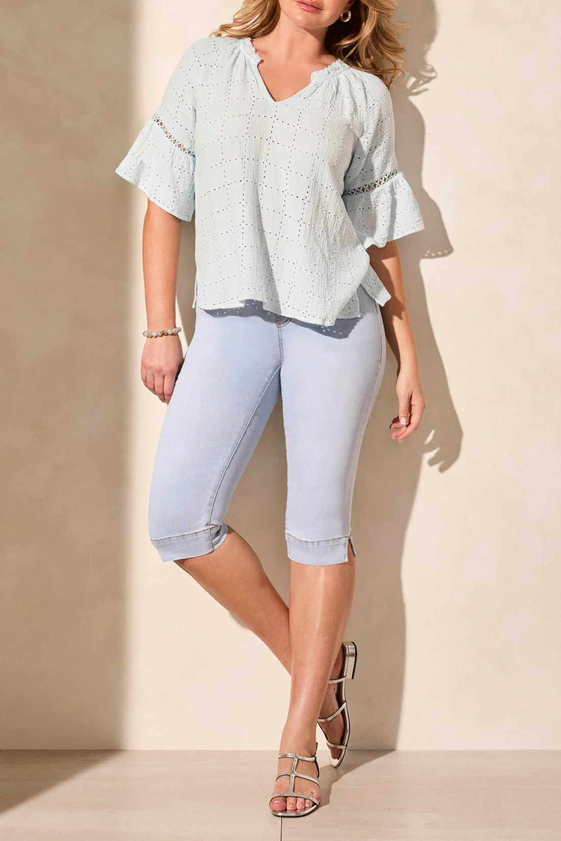 Tribal 5827O-5300-Raglan Sleeve Blouse W/Fancy Tape-Water - Image 3