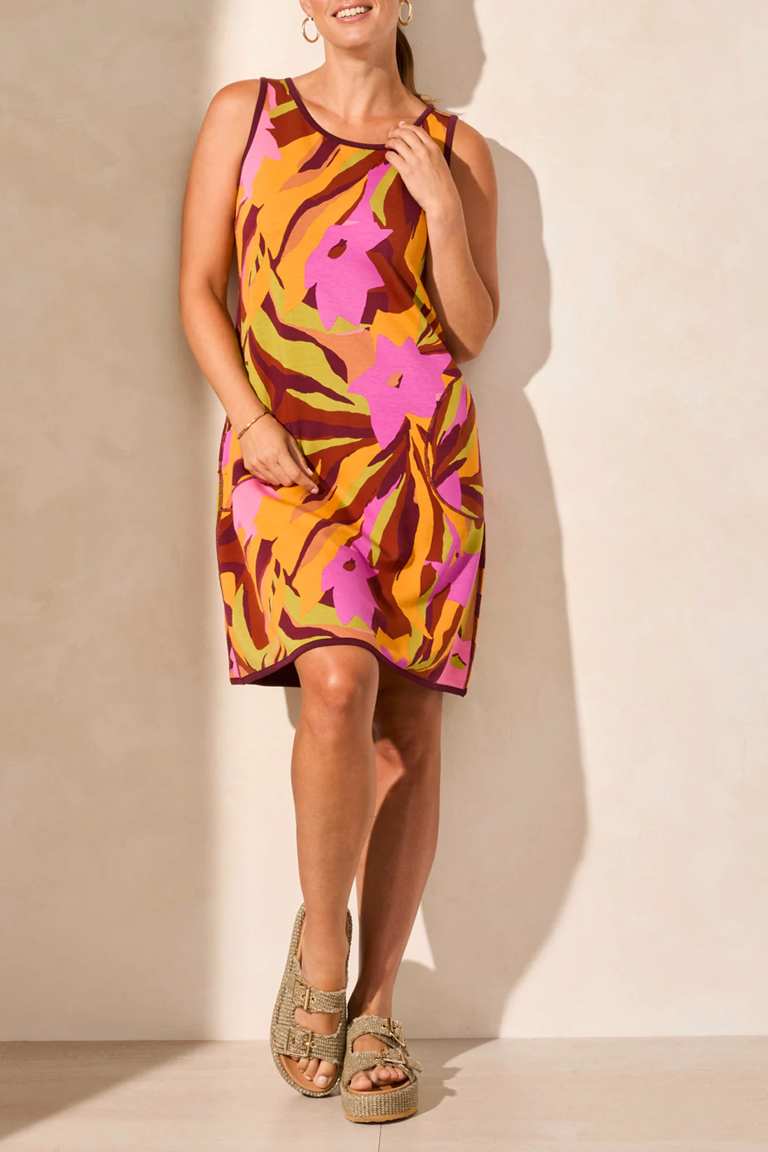 Tribal 6895O-4302-Reversible A-Line Dress-Maroon - Image 2