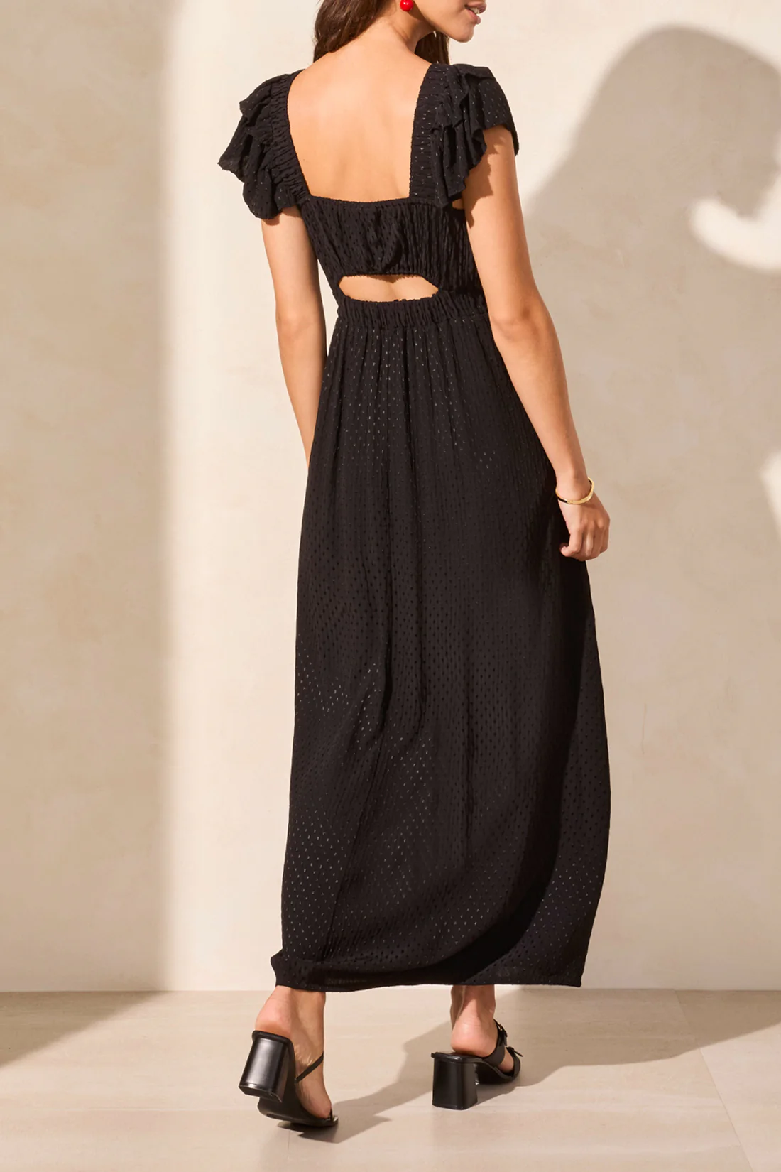 Tribal 917O-5256-Maxi Dress W/Frill Detail And Back Cut Out-Black - Image 3